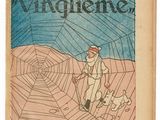 la couverture d'un magazine sur laquelle figure le dessin d'un homme promenant son chien