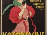 an old french poster advertising a woman with a scarf on her head