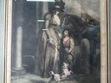 an old picture of a woman and a child with a dog