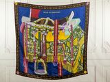 a colorful tapestry hanging on a wall in a room