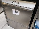 a silver dishwasher sitting in the middle of a kitchen