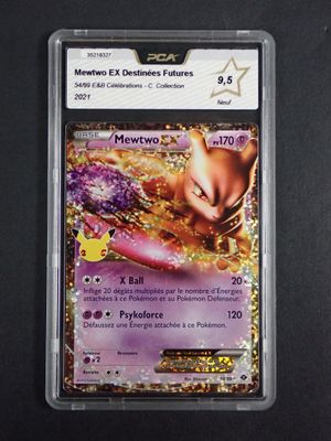 a close up of a card in a plastic case on a table