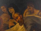 painting of a man with a beard in a group of people