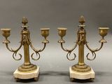 pair of antique brass candelabs with marble bases
