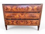 a wooden chest of drawers with drawers and drawers on each side