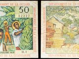 deux photos représentant deux billets sur lesquels figurent les portraits d'un homme et d'une femme