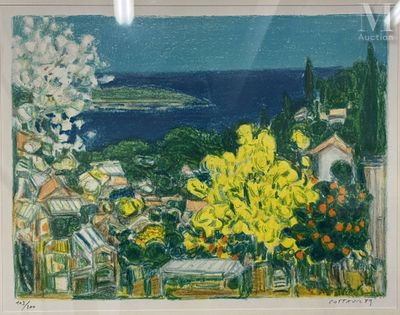 André COTTAVOZ (1922-2012) Bord de mer à l'arbre jaune - Photo 1