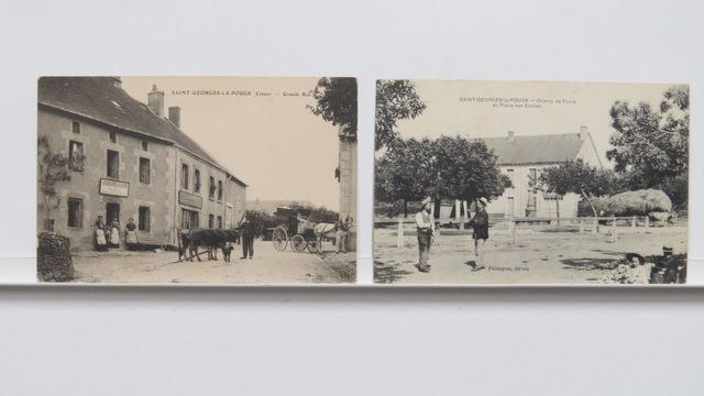 St-Georges-la-Pouge Lot 2 de 2cpa :- Grande Rue (HM 3). Carte rar...