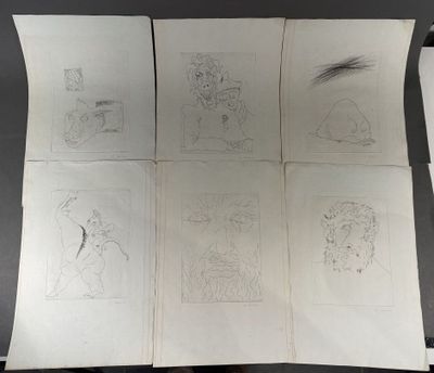 several drawings of people are shown on a piece of paper