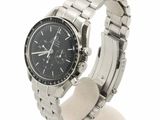 an image of a stainless steel watch with a black face