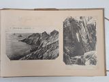 an old photo of a book with pictures of rocks and a lighthouse