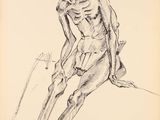 l'image d'un dessin d'un homme assis sur le sol