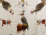 an image of a scarf with a picture of birds on it