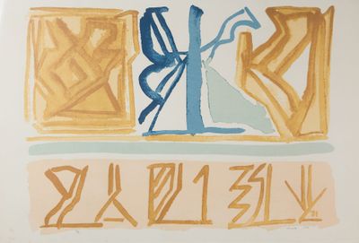 Riccardo LICATA (1929-2014) Composition bleue et ocre