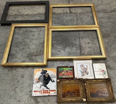 LOT DE PIÈCES ENCADRÉES Dont une paire d'huile sur panneau d… - Photo 1