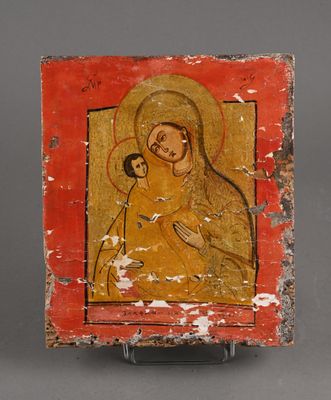 Icône de vierge à l'enfant H. 25,7 cm - L.