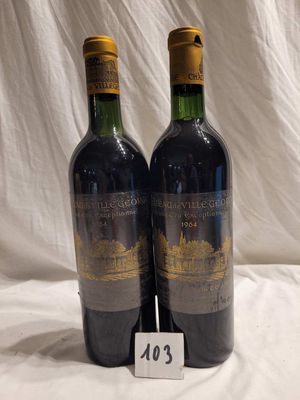 2 bouteilles CHÂTEAU VILLEGEORGES 1964 HAUT MEDOC, 1 capsule…