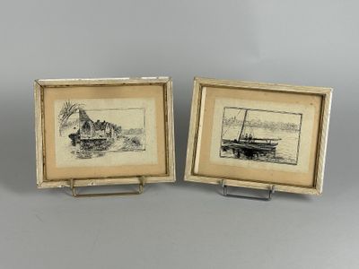 EURE – PORTEJOIE / Suite de 2 dessins originaux à la plume p…