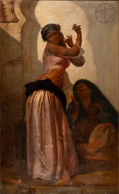 an image of a painting of a woman holding a baby