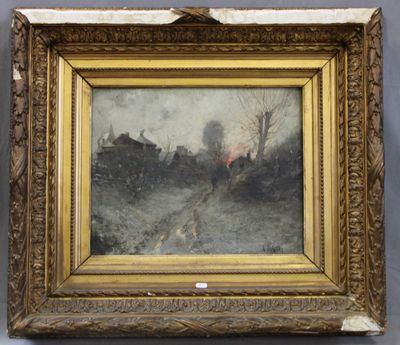 Alexandre BLOCH (1857-1919) Chemin animé à l'aurore, hst sbd…