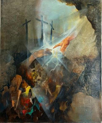 une image représentant un tableau où l'on voit une personne se pencher par la fenêtre