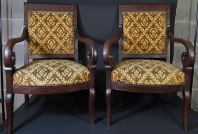 two wooden chairs with upholstered upholstered upholstered upholstered upholstered upholstered upholstered upholstered