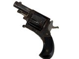 a close up of a small revolver on a white background
