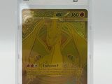the pokemon card is in a clear plastic holder