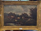 une image d'une peinture de vaches dans un champ