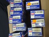 several boxes of blue and white tape are stacked on top of each other