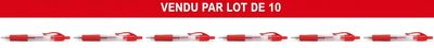 une image en rouge et blanc représentant une rangée de brosses à dents