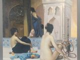 un tableau représentant deux femmes assises dans une baignoire