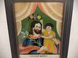 an image of a painting of jesus holding a child in his arms