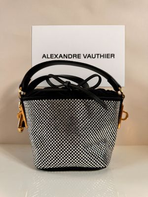 alexander vauthier black and white tweed bucket bag