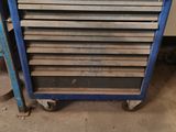 an image of a blue tool cabinet in a garage