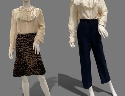 two mannequins dressed in different styles of clothing