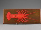 an image of a red lobster on a brown background