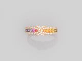 a multicolored sapphire and diamond ring