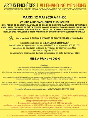 publicité de la vente