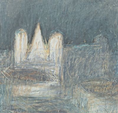 an image of a painting of a boat in a body of water