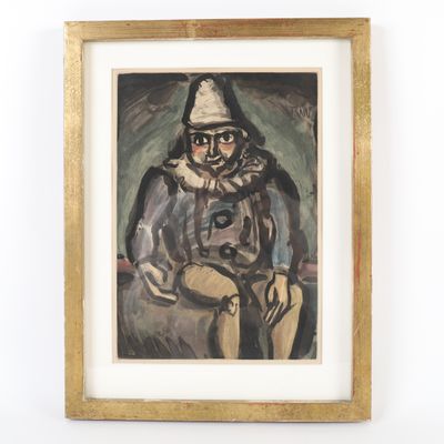 TABLEAU "CLOWN ASSIS" de Georges ROUAULT (1871-1958) Aquatin…