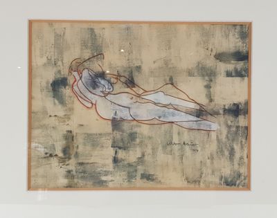 un tableau représentant une femme allongée par terre