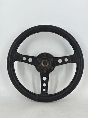 a black steering wheel on a white background