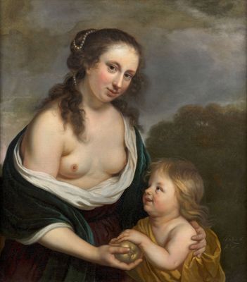 an image of a painting of a woman holding a child