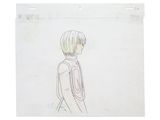 drawing of a person with a backpack and a backpack on a white background