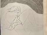 un dessin représentant un homme et une femme allongés sur un lit