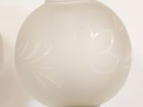 pair of white and green glass lamps on a white background