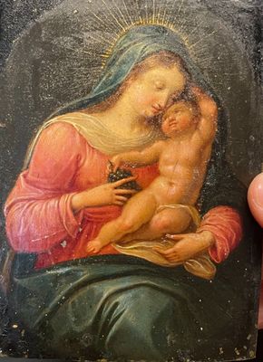 Ecole Flamande vers 1620 Vierge à l'Enfant à la grappe de ra…