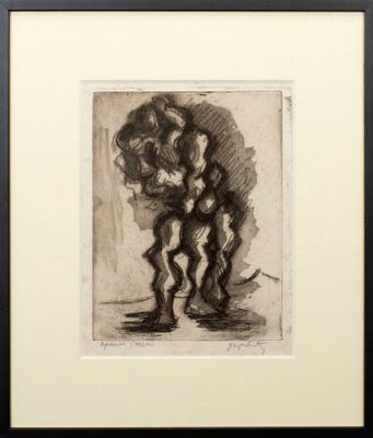 un dessin en noir et blanc représentant un homme tenant un enfant dans ses bras