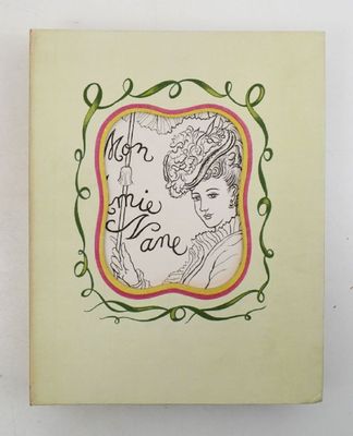 an old book with a picture of a woman in a hat